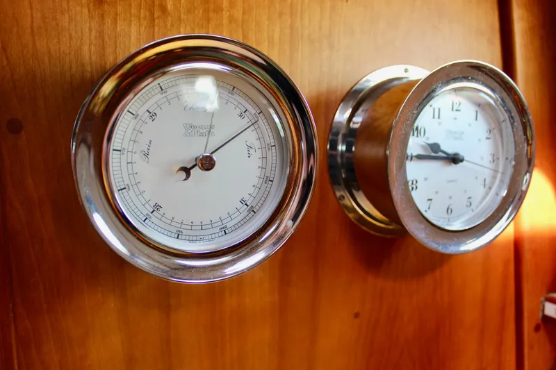 Slide: The Image of Barometer and clock on Valiant 39 yacht, 1997, mounted on wooden panel. - 51