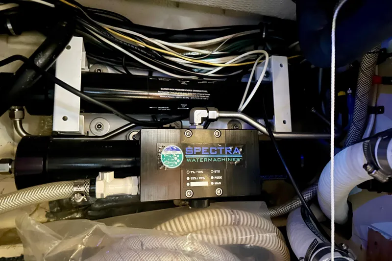 Slide: The Image of Engine room of a 1997 Valiant 39 with Spectra watermaker system installed. - 79