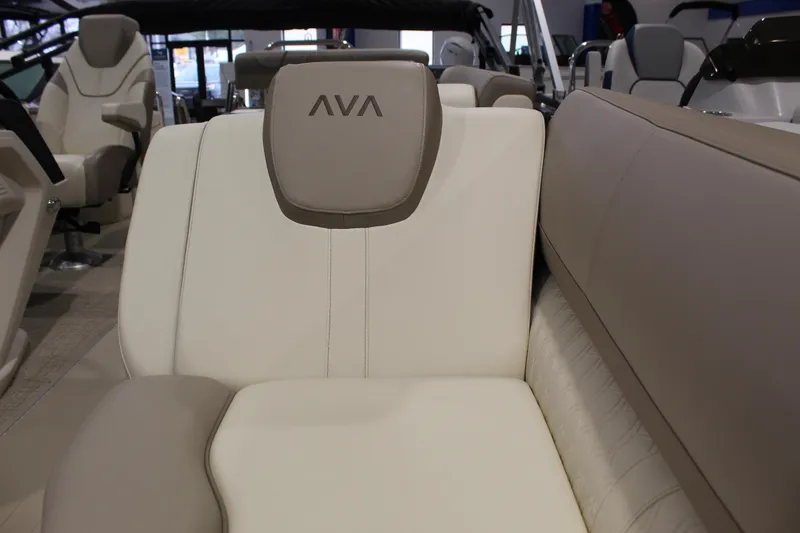 Slide: The Image of Luxurious seating in the 2025 Avalon 2385 25 Catalina CRB boat interior. - 5