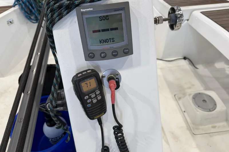 Slide: The Image of Beneteau First 36.7 yacht cockpit with navigation instruments, 2006 model. - 30