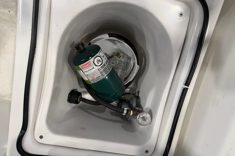 Slide: The Image of Propane tank in storage compartment of 2006 Beneteau First 36.7 sailboat. - 94