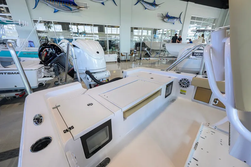 Slide: The Image of 2026 Sportsman Masters 247OE Bay Boat interior with modern features and sleek design. - 28