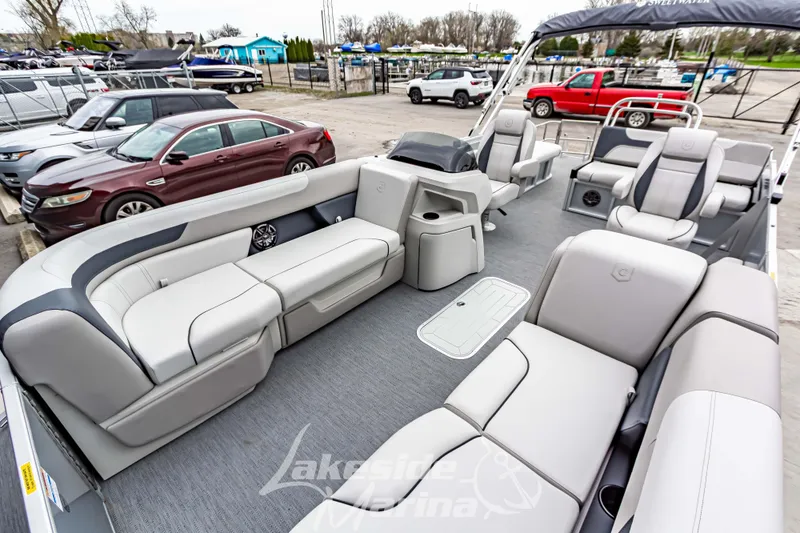 Slide: The Image of 2026 Godfrey Sweetwater 2286 SFLC pontoon boat with spacious seating and modern design. - 3