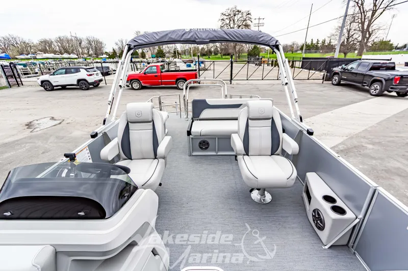 Slide: The Image of 2026 Godfrey Sweetwater 2286 SFLC pontoon boat with modern seating and sleek design. - 8