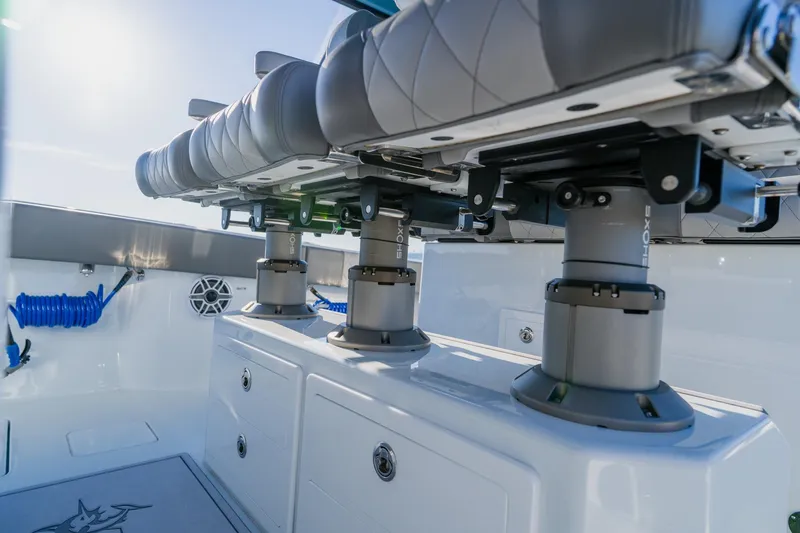 Slide: The Image of Luxury seating on a 2025 Freeman 42LR boat, featuring modern design and high-quality materials. - 35