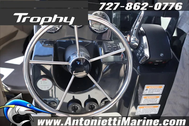 Slide: The Image of Steering wheel of 2026 Bayliner Trophy T29 Explorer boat at Antonietti Marine. - 10