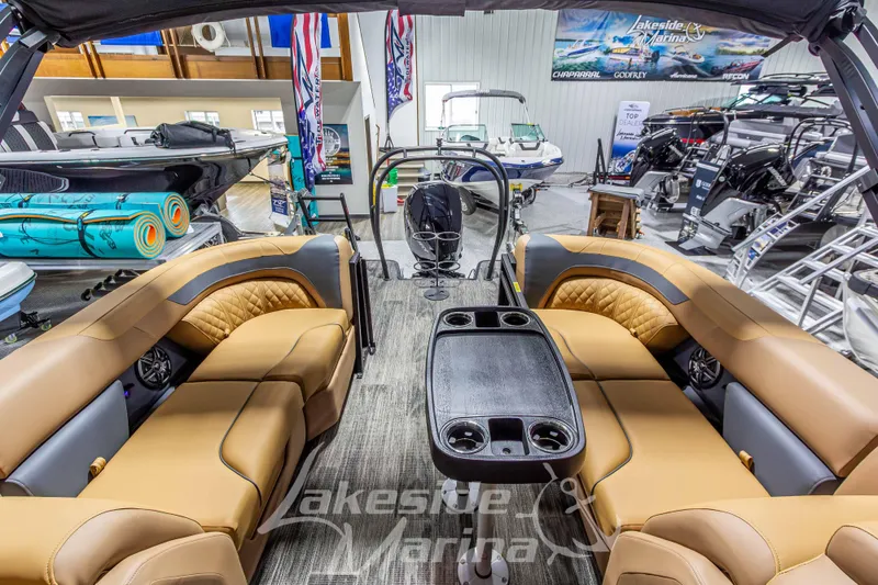 Slide: The Image of Interior view of 2026 Godfrey Sweetwater 2286 SBC pontoon boat at Lakeside Marina showroom. - 22