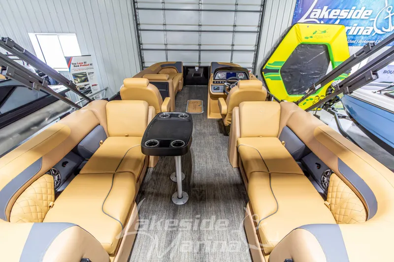 Slide: The Image of Interior of 2026 Godfrey Sweetwater 2286 SBC pontoon boat with luxurious seating. - 28