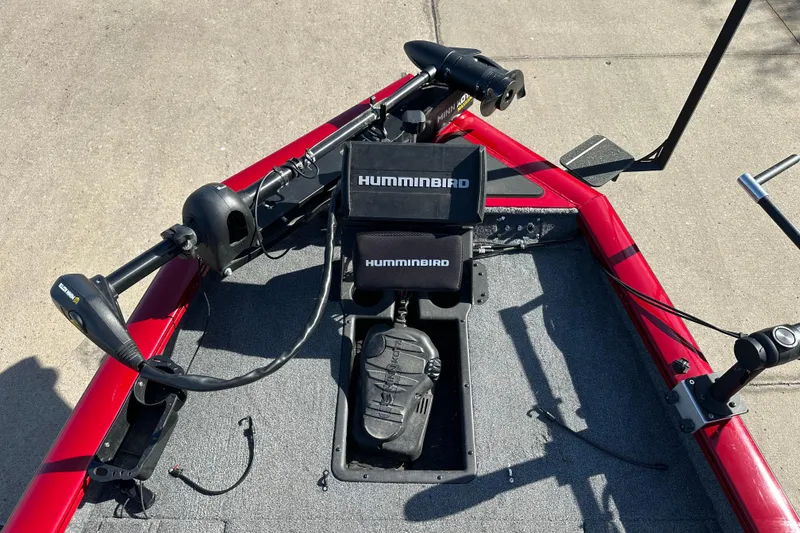 Slide: The Image of 2024 Tracker Pro Team 175 TXW boat with Humminbird electronics and Minn Kota trolling motor. - 3