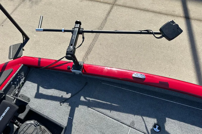 Slide: The Image of 2024 Tracker Pro Team 175 TXW boat with mounted fishing equipment. - 4