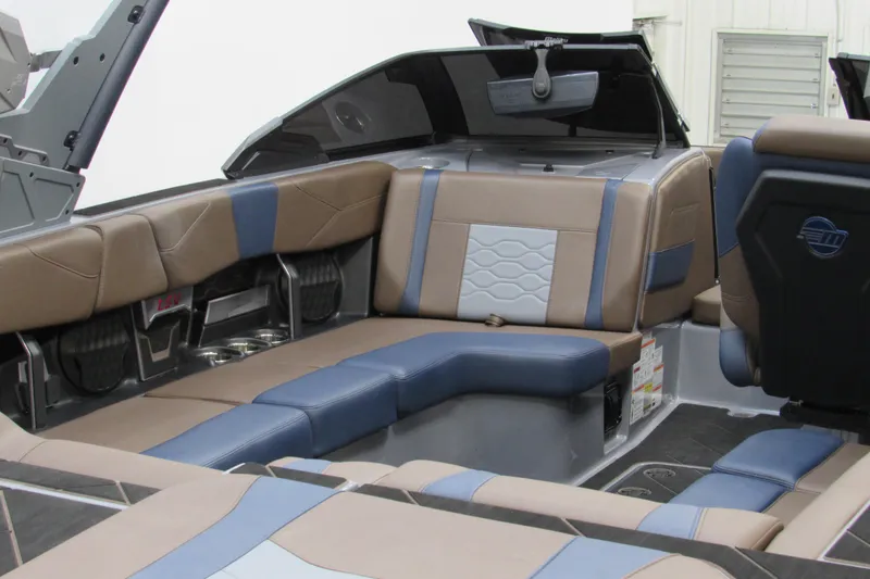 Slide: The Image of 2025 Malibu Wakesetter 23 LSV interior with luxurious seating and modern design. - 11