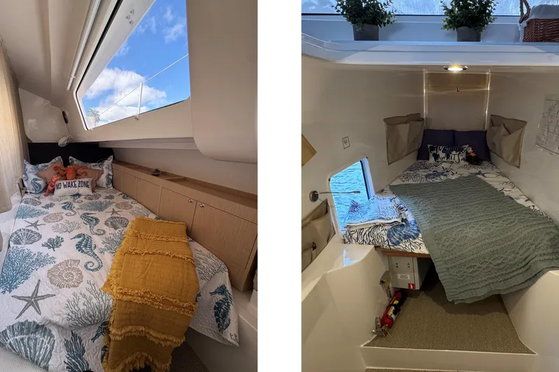 Slide: The Image of Interior of 2023 NEEL 43 yacht with cozy, decorated sleeping quarters. - 10