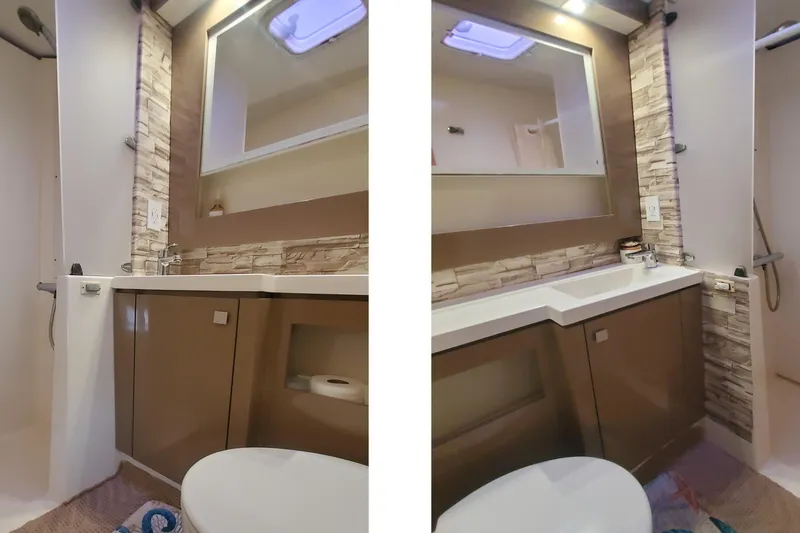 Slide: The Image of Luxurious bathroom interior of 2018 Fountaine Pajot Helia 44 Evolution catamaran. - 11