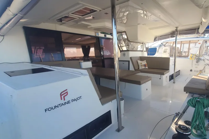 Slide: The Image of 2018 Fountaine Pajot Helia 44 Evolution catamaran with spacious seating and modern interior design. - 3