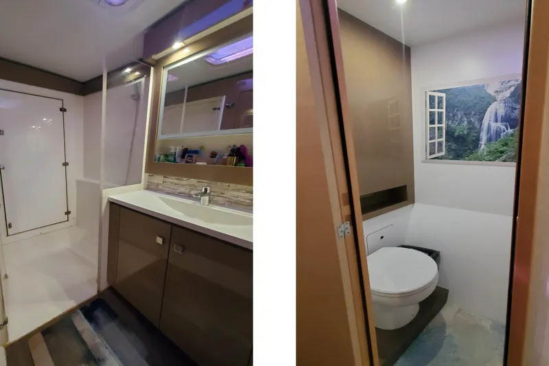 Slide: The Image of Luxurious bathroom interior of 2018 Fountaine Pajot Helia 44 Evolution catamaran. - 9