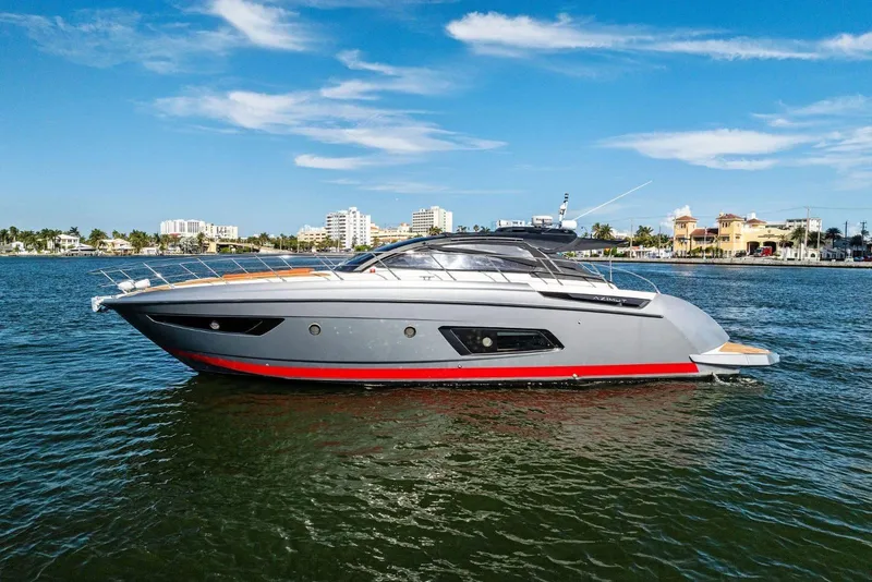 The Image of 2013 Azimut Atlantis 48 yacht on water, cityscape background, clear sky. - 0