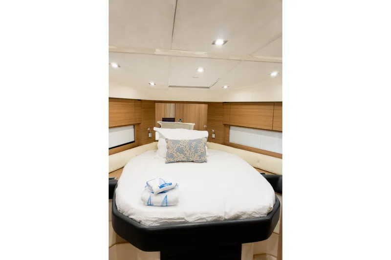 Slide: The Image of Luxurious cabin interior of 2013 Azimut Atlantis 48 yacht with elegant bedding. - 22