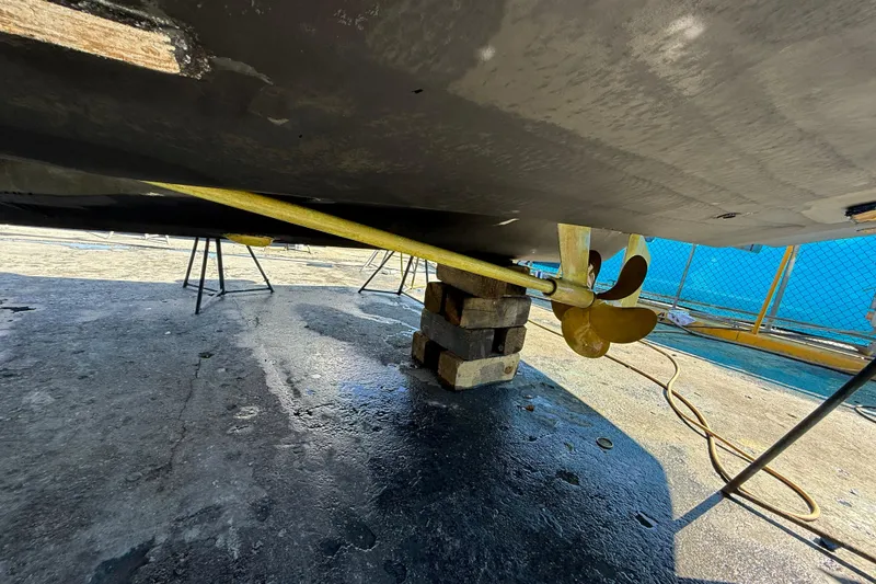 Slide: The Image of Underwater view of 2013 Azimut Atlantis 48 yacht propeller on dry dock. - 26