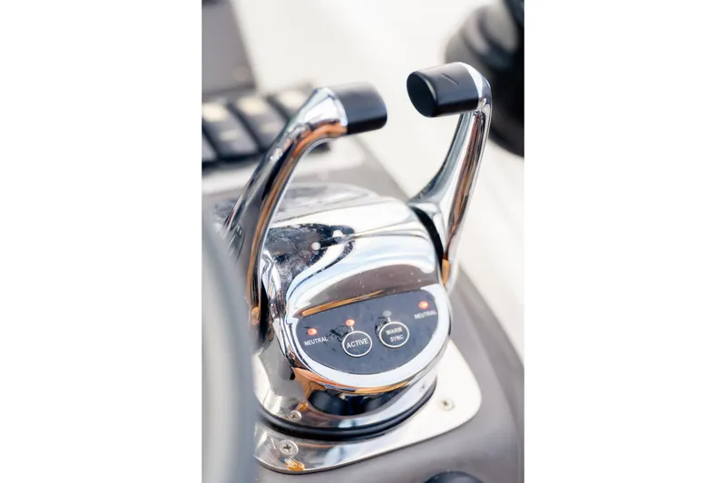 Slide: The Image of Close-up of 2013 Azimut Atlantis 48 yacht throttle controls. - 7