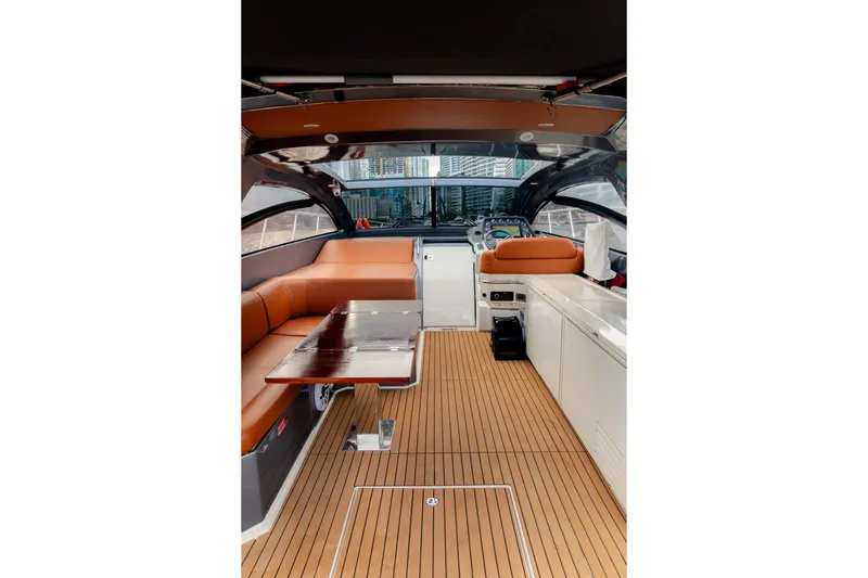 Slide: The Image of Luxurious interior of 2013 Azimut Atlantis 48 yacht with sleek seating and modern design. - 8
