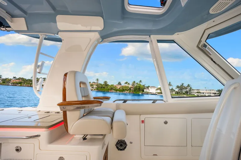Slide: The Image of Boston Whaler 380 Realm 2026: Luxurious interior with comfortable seating and panoramic water views. - 45