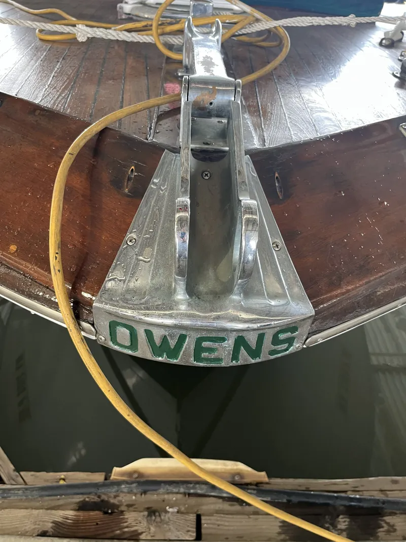 Slide: The Image of 1959 Owens Cabin boat with anchor holder. - 2