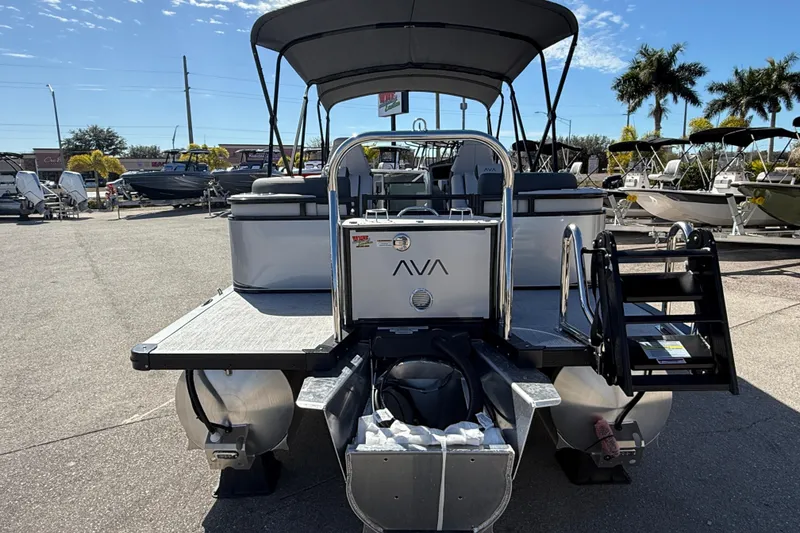 Slide: The Image of 2026 Avalon 2385 LSZ Quad Lounger Tri Toon boat with high performance features. - 6
