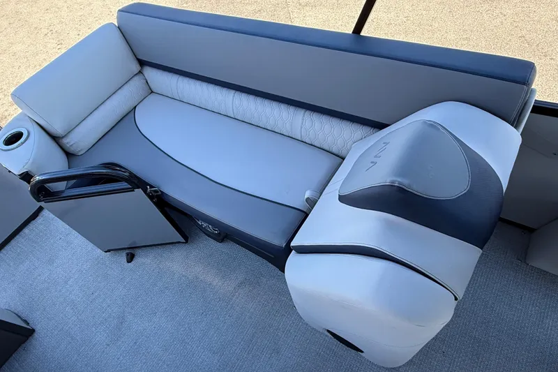 Slide: The Image of Luxurious seating on 2026 Avalon 2385 Catalina Quad Lounger, Tri Toon High Performance boat. - 20