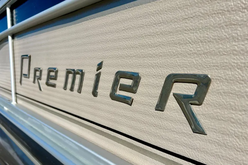 Slide: The Image of 2007 Premier 250 Intrigue logo on textured surface, close-up view. - 5