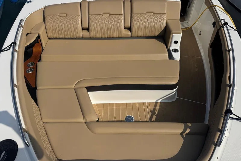 Slide: The Image of Luxurious seating area on 2022 Sea Ray Sundancer 370 Outboard boat. - 14