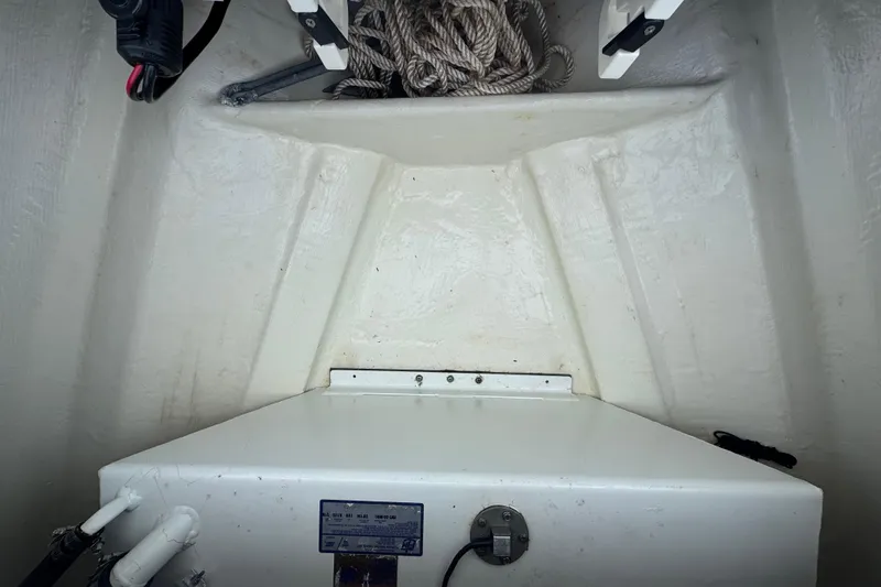 Slide: The Image of 2018 Hewes Redfisher 18 boat interior with ropes and equipment. - 7