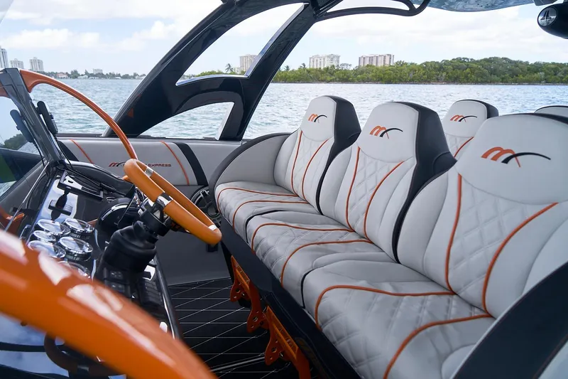 Slide: The Image of Luxurious interior of 2020 Midnight Express 43 Open boat with stylish seating and modern dashboard. - 103