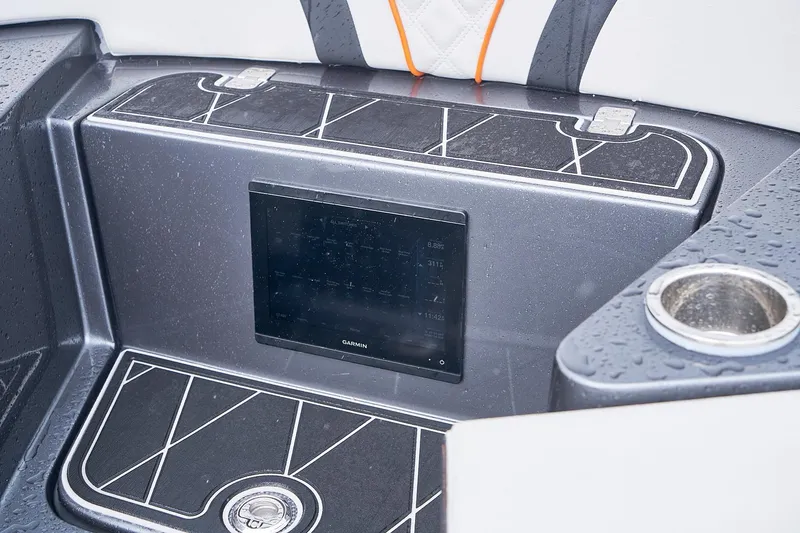 Slide: The Image of Control panel of 2020 Midnight Express 43 Open boat with Garmin display. - 111