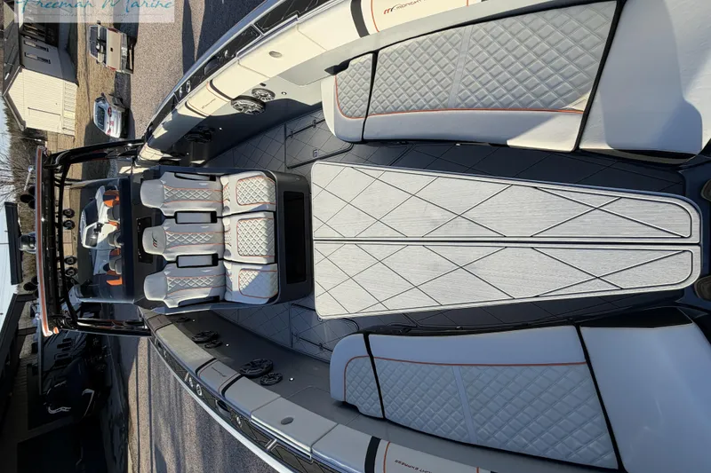 Slide: The Image of 2020 Midnight Express 43 Open boat interior with luxurious seating and modern design. - 72