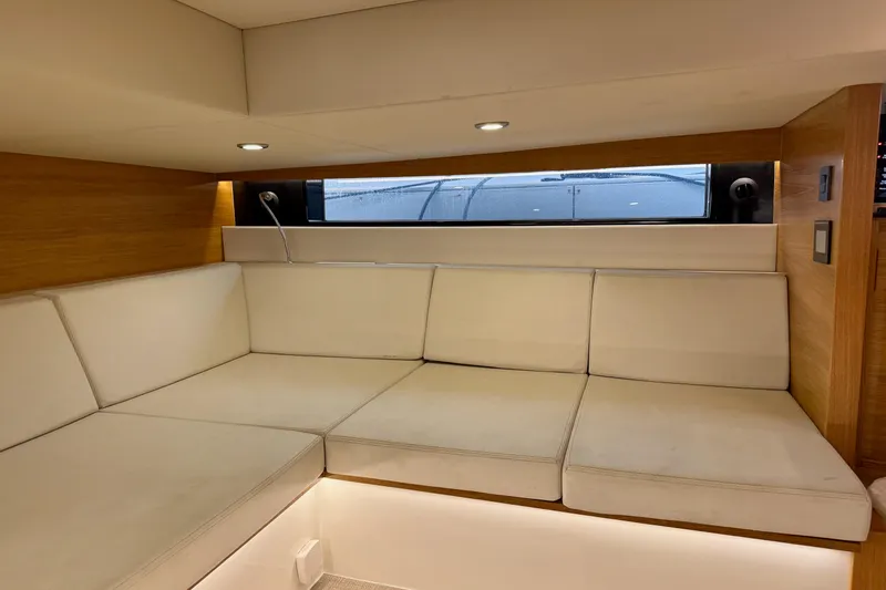 Slide: The Image of Luxurious interior of 2022 De Antonio Yachts 42 with elegant seating and modern lighting. - 39