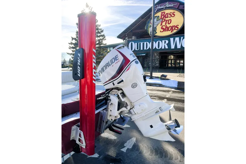 Slide: The Image of 2018 Boggy Creek Stryker 16 with Evinrude motor at Bass Pro Shops. - 16
