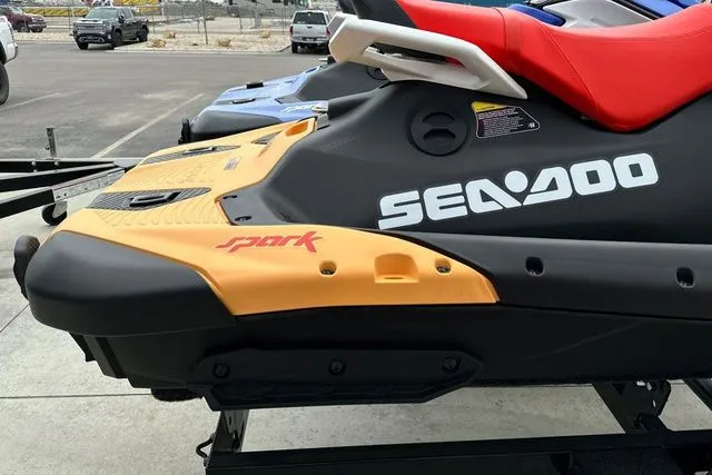 Slide: The Image of 2026 Sea-Doo PWC SPARK with red seat and yellow accent. - 28