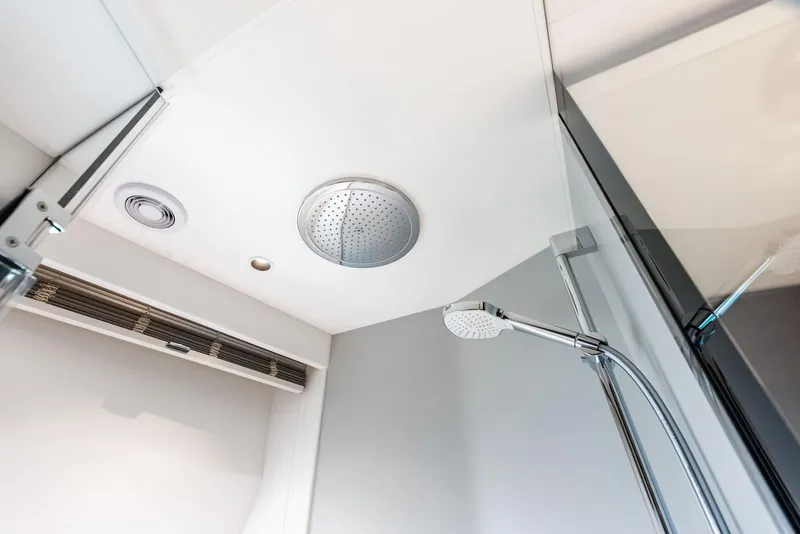 Slide: The Image of Modern shower area in 2024 Princess Y72 Motor Yacht, featuring sleek fixtures and ventilation. - 27