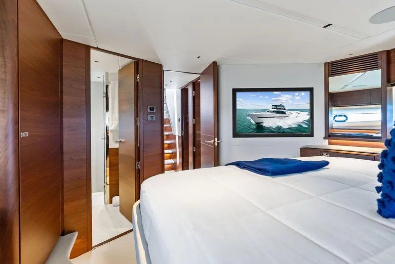 Slide: The Image of Luxurious interior of 2024 Princess Y72 Motor Yacht with elegant wood finishes. - 41