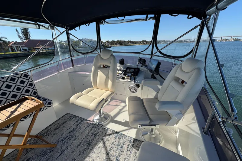 Slide: The Image of Interior of 2006 Albin 40 North Sea Cutter with helm and seating, overlooking water. - 35