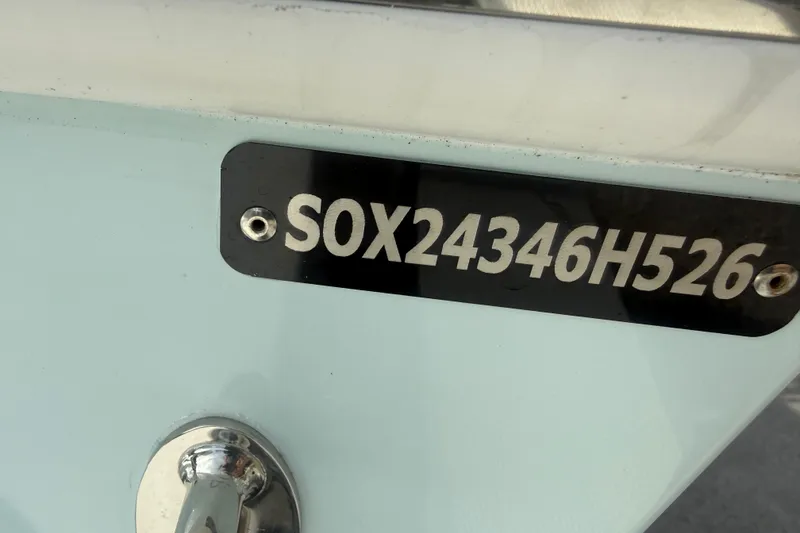 Slide: The Image of Hull identification number on 2026 Pair Customs 24 Center Console MV boat. - 19