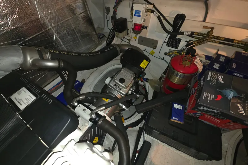 Slide: The Image of Engine room of 2008 Cruisers Yachts 390 Sports Coupe with Volvo Penta components. - 61