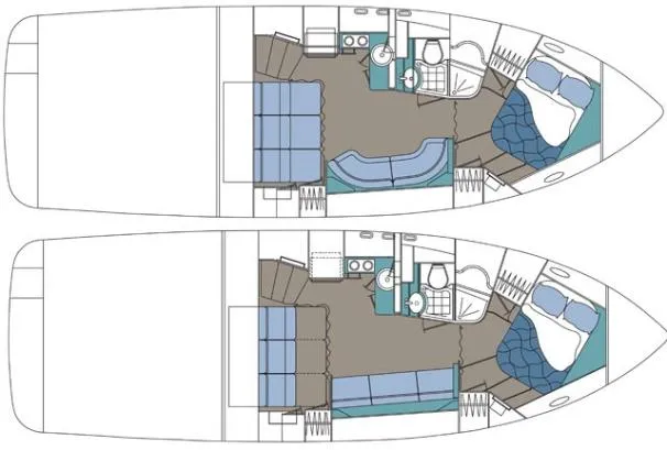 Slide: The Image of Interior of 2008 Cruisers Yachts 390 Sports Coupe with modern kitchen amenities. - 9