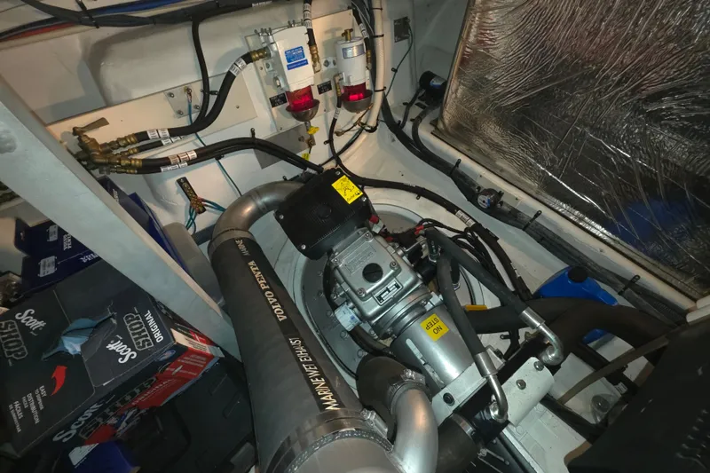 Slide: The Image of Engine room of 2008 Cruisers Yachts 390 Sports Coupe with Volvo Penta components. - 60