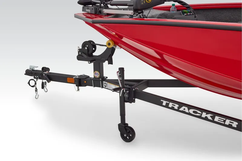 Slide: The Image of 2026 Tracker Pro Team 175 Crappie Edition boat with gray seating and red accents. - 12