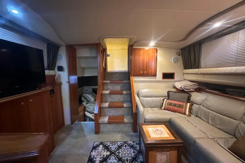 Slide: The Image of Luxurious interior of 2005 Cruisers Yachts 375 Motoryacht with cozy seating and elegant decor. - 3