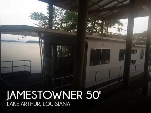 Slide: The Image of Jamestowner 50 x 14 Aluminum Houseboat 1987 - 0