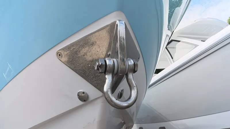 Slide: The Image of Close-up of the bow of a 2026 Intrepid 35 VALOR with anchor fitting. - 45