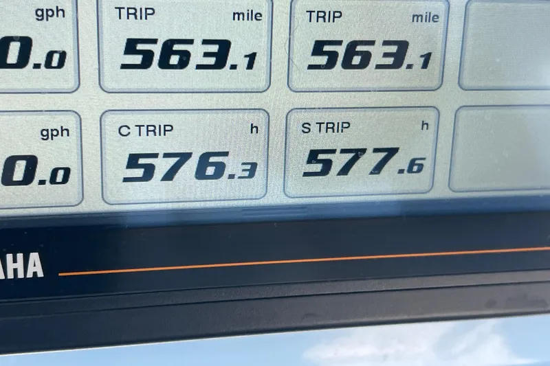 Slide: The Image of Close-up of a 2019 Pursuit S 368 Sport boat's digital trip display. - 11