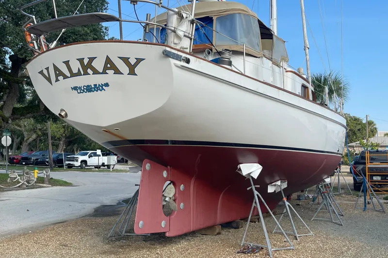 Slide: The Image of 1972 Rhodes 53 Motorsailor "Valkay" on dry dock in New Orleans, Louisiana. - 3